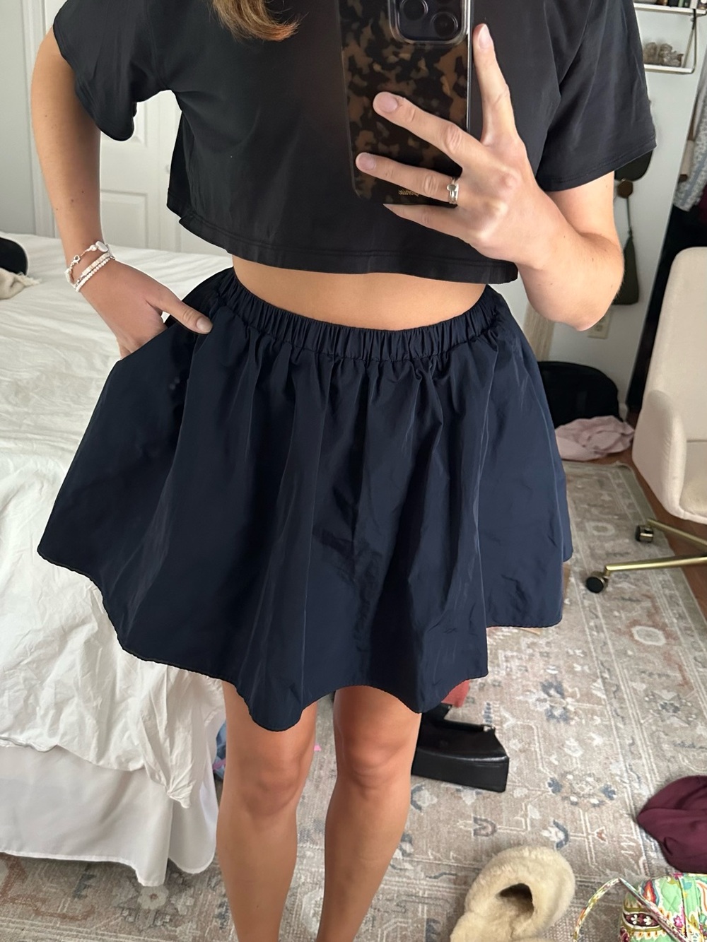 H&M Navy Blue Mini Skater Skirt